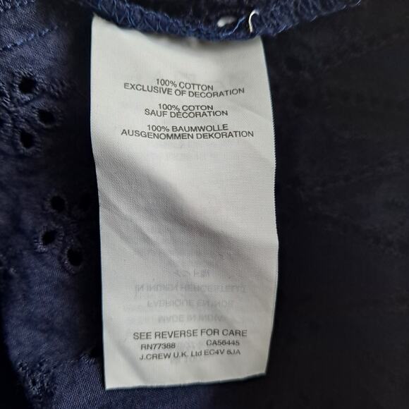 J. Crew Eyelet Lace Dress Long Sleeve Flutter Hem Mini Navy Blue Womens Size 12 - Picture 12 of 15